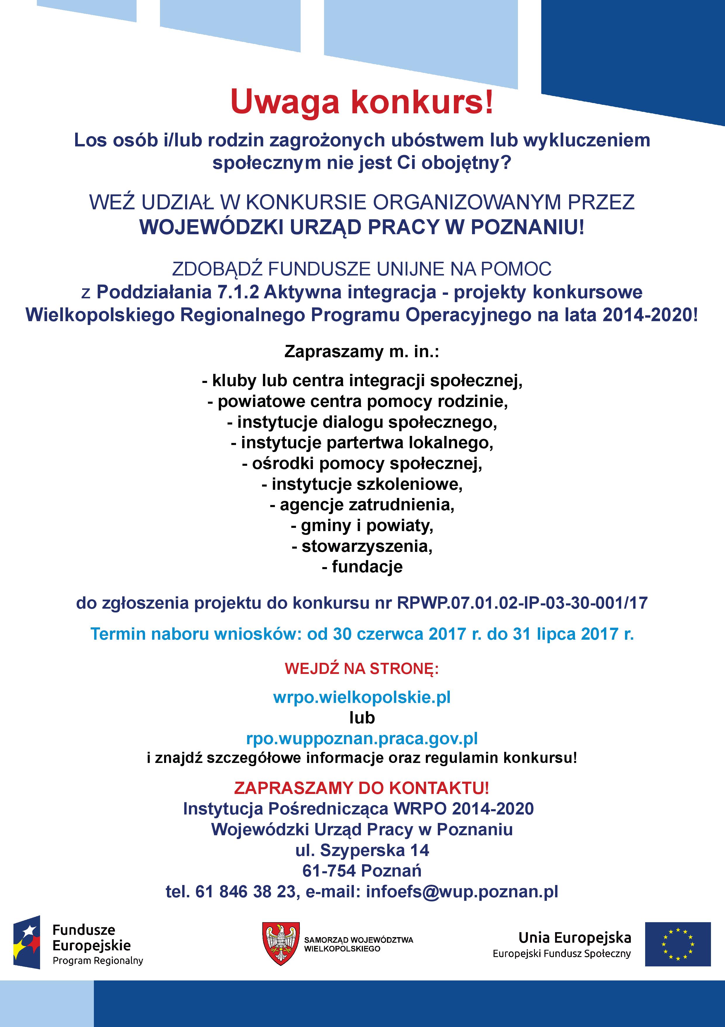 Plakat promujący konkurs 7.1.2 WRPO 2014  (2017)